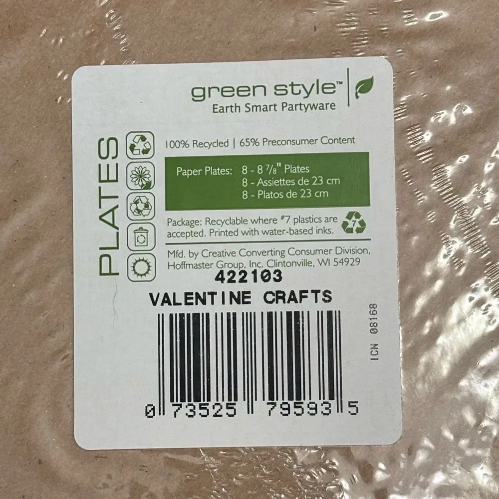 New Valentines Craft100% Recycled 9” Dinner Paper Plates or Lunch Plates are 7”